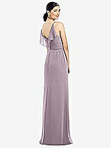 Front View Thumbnail - Lilac Dusk Ruffled Back Chiffon Dress with Jeweled Sash