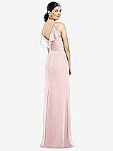 Front View Thumbnail - Ballet Pink Ruffled Back Chiffon Dress with Jeweled Sash