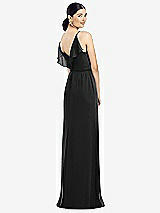 Front View Thumbnail - Black Ruffled Back Chiffon Dress with Jeweled Sash