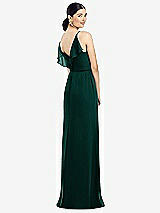 Front View Thumbnail - Evergreen Ruffled Back Chiffon Dress with Jeweled Sash