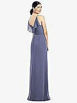 Front View Thumbnail - French Blue Ruffled Back Chiffon Dress with Jeweled Sash