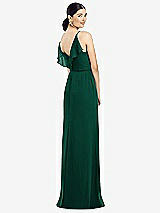 Front View Thumbnail - Hunter Green Ruffled Back Chiffon Dress with Jeweled Sash
