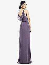 Front View Thumbnail - Lavender Ruffled Back Chiffon Dress with Jeweled Sash