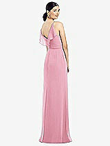 Front View Thumbnail - Peony Pink Ruffled Back Chiffon Dress with Jeweled Sash