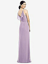 Front View Thumbnail - Pale Purple Ruffled Back Chiffon Dress with Jeweled Sash