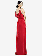 Front View Thumbnail - Parisian Red Ruffled Back Chiffon Dress with Jeweled Sash