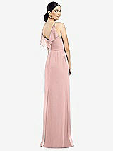 Front View Thumbnail - Rose - PANTONE Rose Quartz Ruffled Back Chiffon Dress with Jeweled Sash