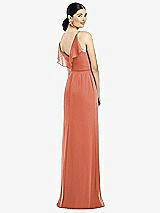 Front View Thumbnail - Terracotta Copper Ruffled Back Chiffon Dress with Jeweled Sash