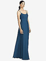 Alt View 1 Thumbnail - Dusk Blue Spaghetti Strap Chiffon Maxi Dress with Jeweled Sash