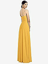 Rear View Thumbnail - NYC Yellow Spaghetti Strap Chiffon Maxi Dress with Jeweled Sash