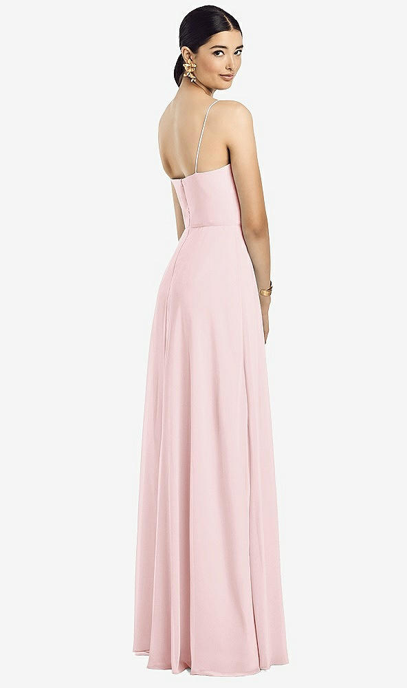 Back View - Ballet Pink Spaghetti Strap Chiffon Maxi Dress with Jeweled Sash