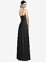 Rear View Thumbnail - Black Spaghetti Strap Chiffon Maxi Dress with Jeweled Sash