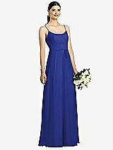 Front View Thumbnail - Cobalt Blue Spaghetti Strap Chiffon Maxi Dress with Jeweled Sash