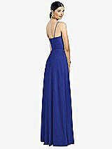 Rear View Thumbnail - Cobalt Blue Spaghetti Strap Chiffon Maxi Dress with Jeweled Sash