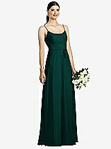 Front View Thumbnail - Evergreen Spaghetti Strap Chiffon Maxi Dress with Jeweled Sash