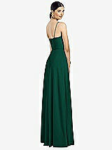 Rear View Thumbnail - Hunter Green Spaghetti Strap Chiffon Maxi Dress with Jeweled Sash