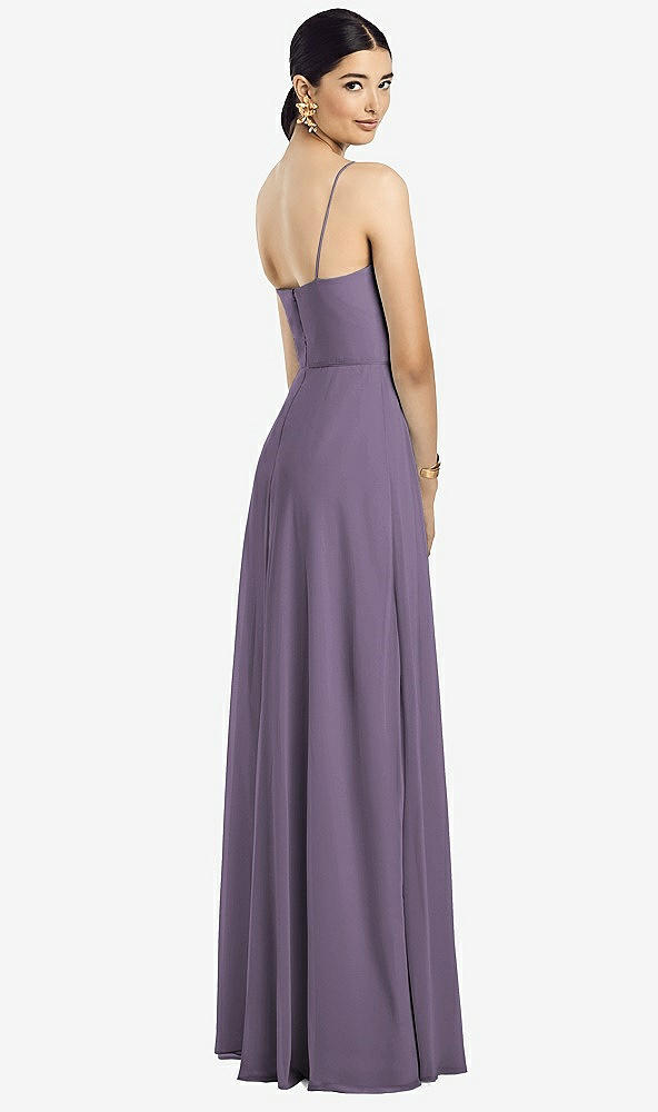 Back View - Lavender Spaghetti Strap Chiffon Maxi Dress with Jeweled Sash