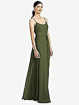 Alt View 1 Thumbnail - Olive Green Spaghetti Strap Chiffon Maxi Dress with Jeweled Sash