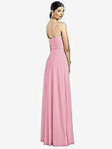 Rear View Thumbnail - Peony Pink Spaghetti Strap Chiffon Maxi Dress with Jeweled Sash