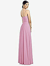 Rear View Thumbnail - Powder Pink Spaghetti Strap Chiffon Maxi Dress with Jeweled Sash