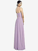 Rear View Thumbnail - Pale Purple Spaghetti Strap Chiffon Maxi Dress with Jeweled Sash