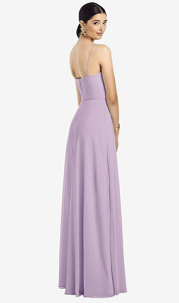 Back View - Pale Purple Spaghetti Strap Chiffon Maxi Dress with Jeweled Sash