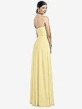 Rear View Thumbnail - Pale Yellow Spaghetti Strap Chiffon Maxi Dress with Jeweled Sash
