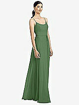 Alt View 1 Thumbnail - Vineyard Green Spaghetti Strap Chiffon Maxi Dress with Jeweled Sash