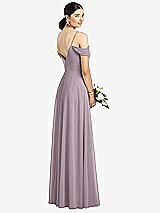 Rear View Thumbnail - Lilac Dusk Cold-Shoulder V-Back Chiffon Maxi Dress