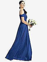 Alt View 1 Thumbnail - Classic Blue Cold-Shoulder V-Back Chiffon Maxi Dress