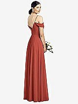 Rear View Thumbnail - Amber Sunset Cold-Shoulder V-Back Chiffon Maxi Dress