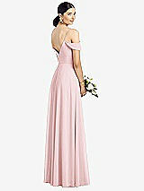 Rear View Thumbnail - Ballet Pink Cold-Shoulder V-Back Chiffon Maxi Dress