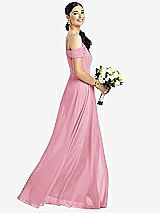 Alt View 1 Thumbnail - Peony Pink Cold-Shoulder V-Back Chiffon Maxi Dress