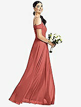 Alt View 1 Thumbnail - Coral Pink Cold-Shoulder V-Back Chiffon Maxi Dress