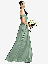 Alt View 1 Thumbnail - Seagrass Cold-Shoulder V-Back Chiffon Maxi Dress