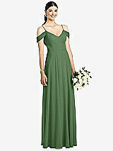 Front View Thumbnail - Vineyard Green Cold-Shoulder V-Back Chiffon Maxi Dress