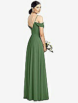 Rear View Thumbnail - Vineyard Green Cold-Shoulder V-Back Chiffon Maxi Dress
