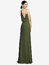 Front View Thumbnail - Olive Green Draped Blouson Back Chiffon Maxi Dress
