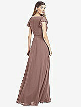 Rear View Thumbnail - Sienna Flutter Sleeve Faux Wrap Chiffon Dress