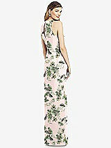 Rear View Thumbnail - Palm Beach Print Sleeveless Chiffon Dress with Draped Front Slit