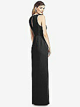 Rear View Thumbnail - Black Sleeveless Chiffon Dress with Draped Front Slit