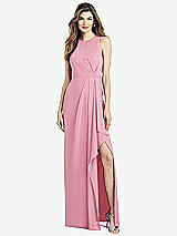 Alt View 1 Thumbnail - Peony Pink Sleeveless Chiffon Dress with Draped Front Slit