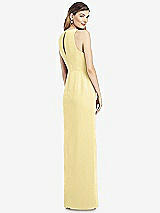 Rear View Thumbnail - Pale Yellow Sleeveless Chiffon Dress with Draped Front Slit