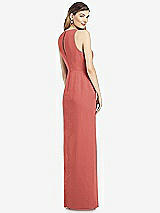 Rear View Thumbnail - Coral Pink Sleeveless Chiffon Dress with Draped Front Slit