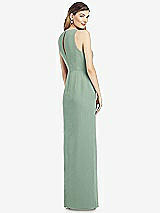 Rear View Thumbnail - Seagrass Sleeveless Chiffon Dress with Draped Front Slit