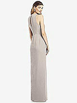 Rear View Thumbnail - Taupe Sleeveless Chiffon Dress with Draped Front Slit