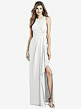 Alt View 1 Thumbnail - White Sleeveless Chiffon Dress with Draped Front Slit