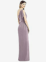 Rear View Thumbnail - Lilac Dusk One-Shoulder Chiffon Dress with Draped Front Slit