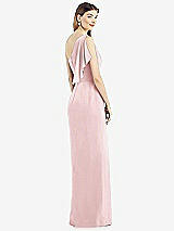 Rear View Thumbnail - Ballet Pink One-Shoulder Chiffon Dress with Draped Front Slit