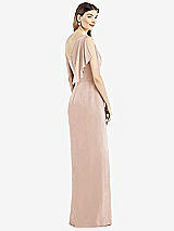 Rear View Thumbnail - Cameo One-Shoulder Chiffon Dress with Draped Front Slit